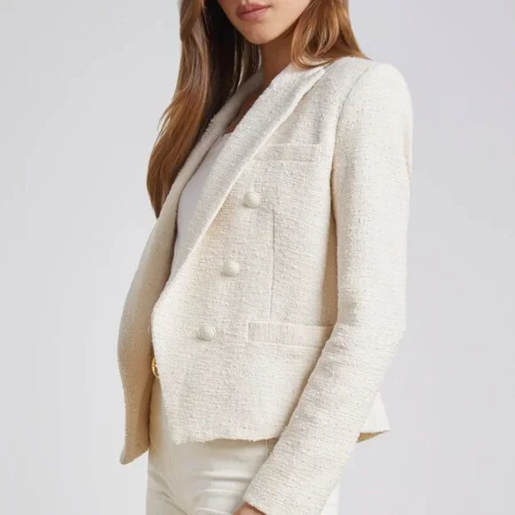 BEST L'AGENCE Brooke Open-Front Blazer Sz2/6 Ecru Cream Ivory Off White - Picture 5 of 14